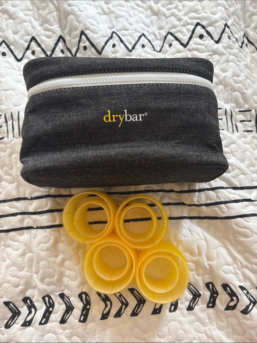 Drybar Black Cosmetic Pouch and 8 Rollers